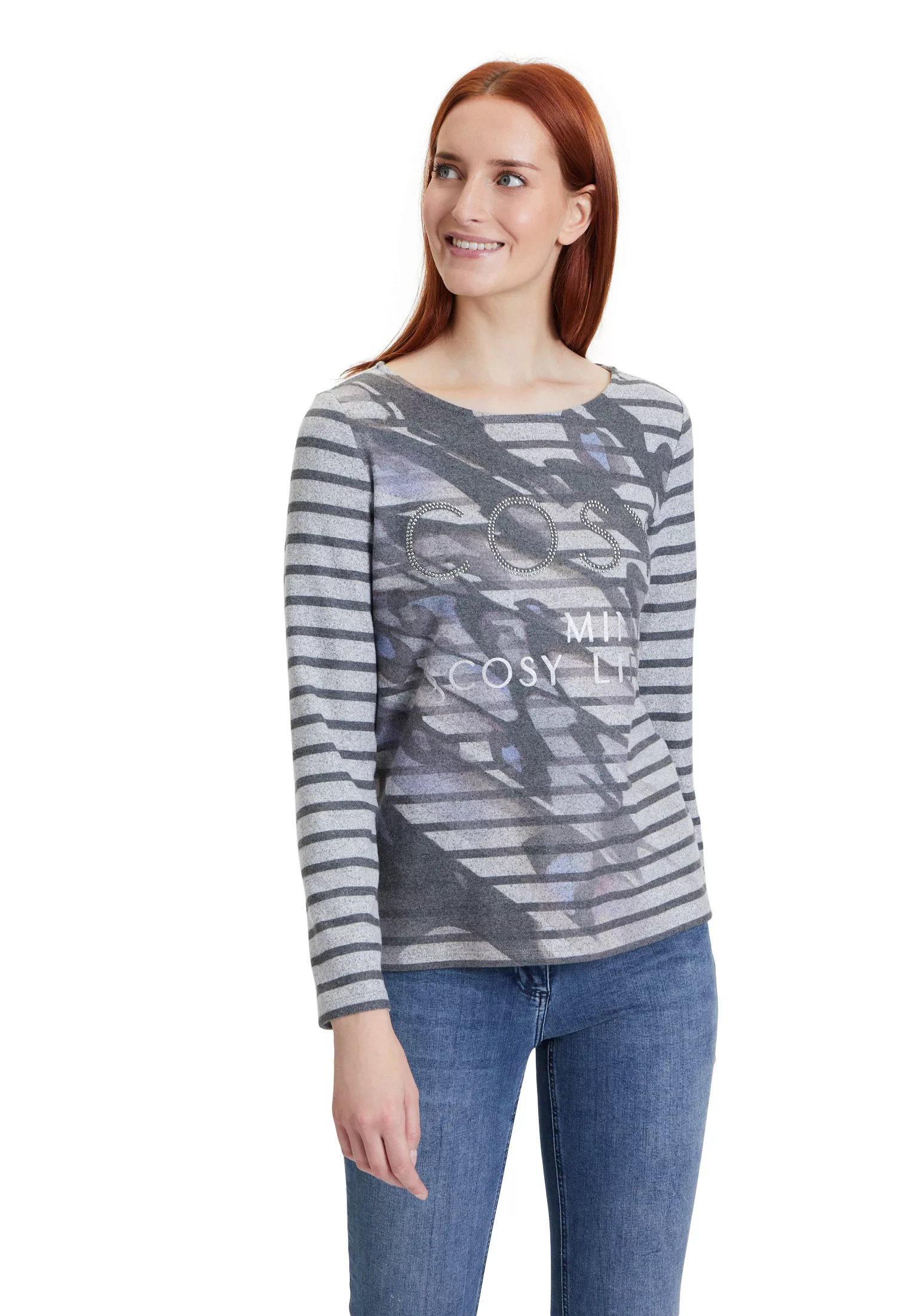 Betty Barclay Kurzarmshirt "Betty Barclay Ringelshirt mit Aufdruck", Glitze günstig online kaufen