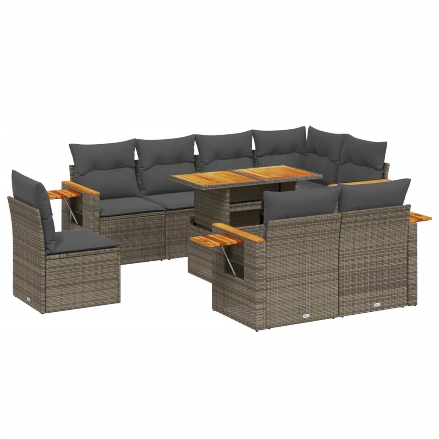 vidaXL 9-Tlg Garten-Sofagarnitur mit Kissen Grau Poly Rattan 3273615 günstig online kaufen