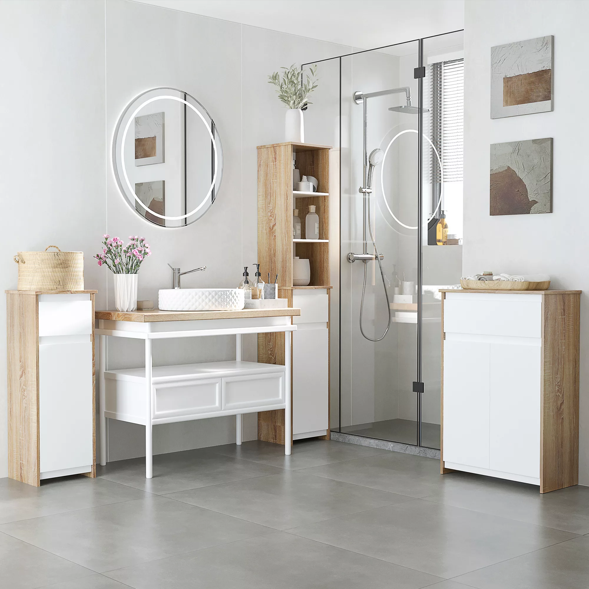 kleankin Badschrank Badkommode Badezimmerschrank Badregal Standschrank mit günstig online kaufen