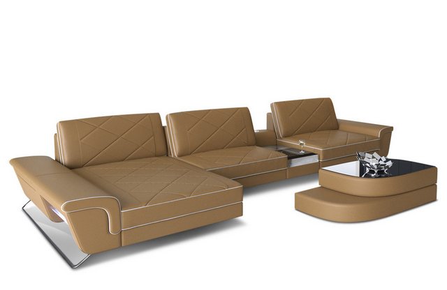 Sofa Dreams Ecksofa Leder Sofa Bari L Form Ledersofa, Couch, mit LED, verst günstig online kaufen