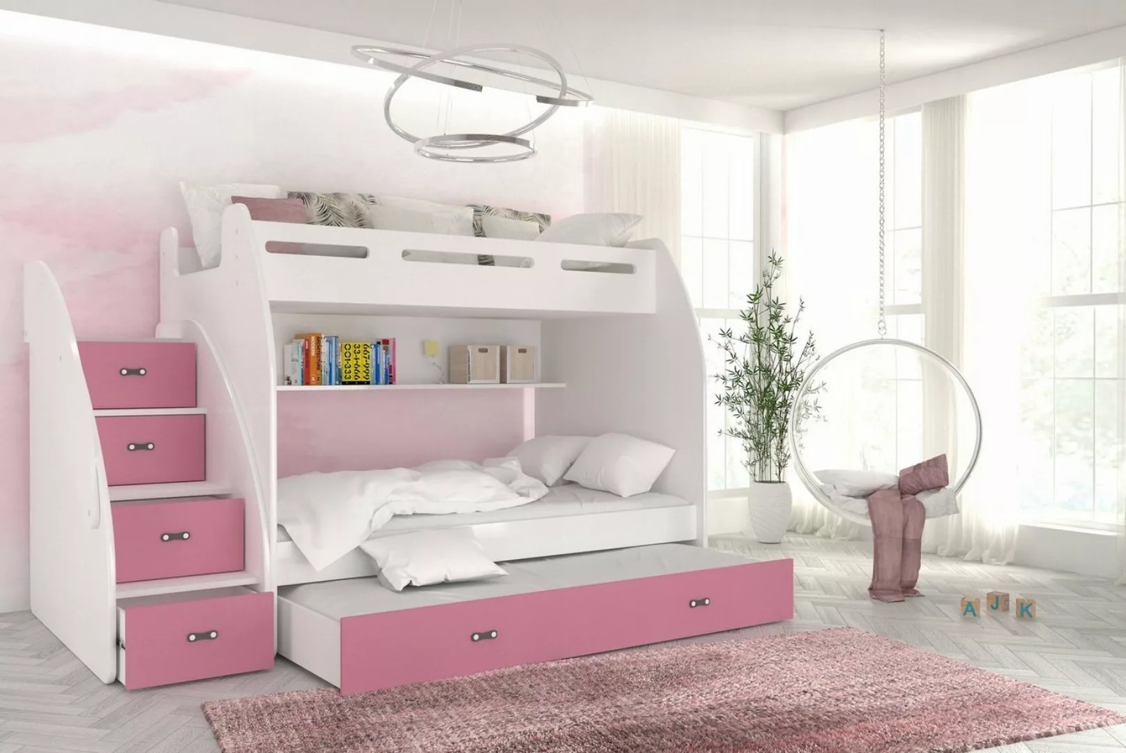 Unique Home Hochbett Kinderbett, Hochbett ZU mit Matratze für 3 Kinder,Farb günstig online kaufen