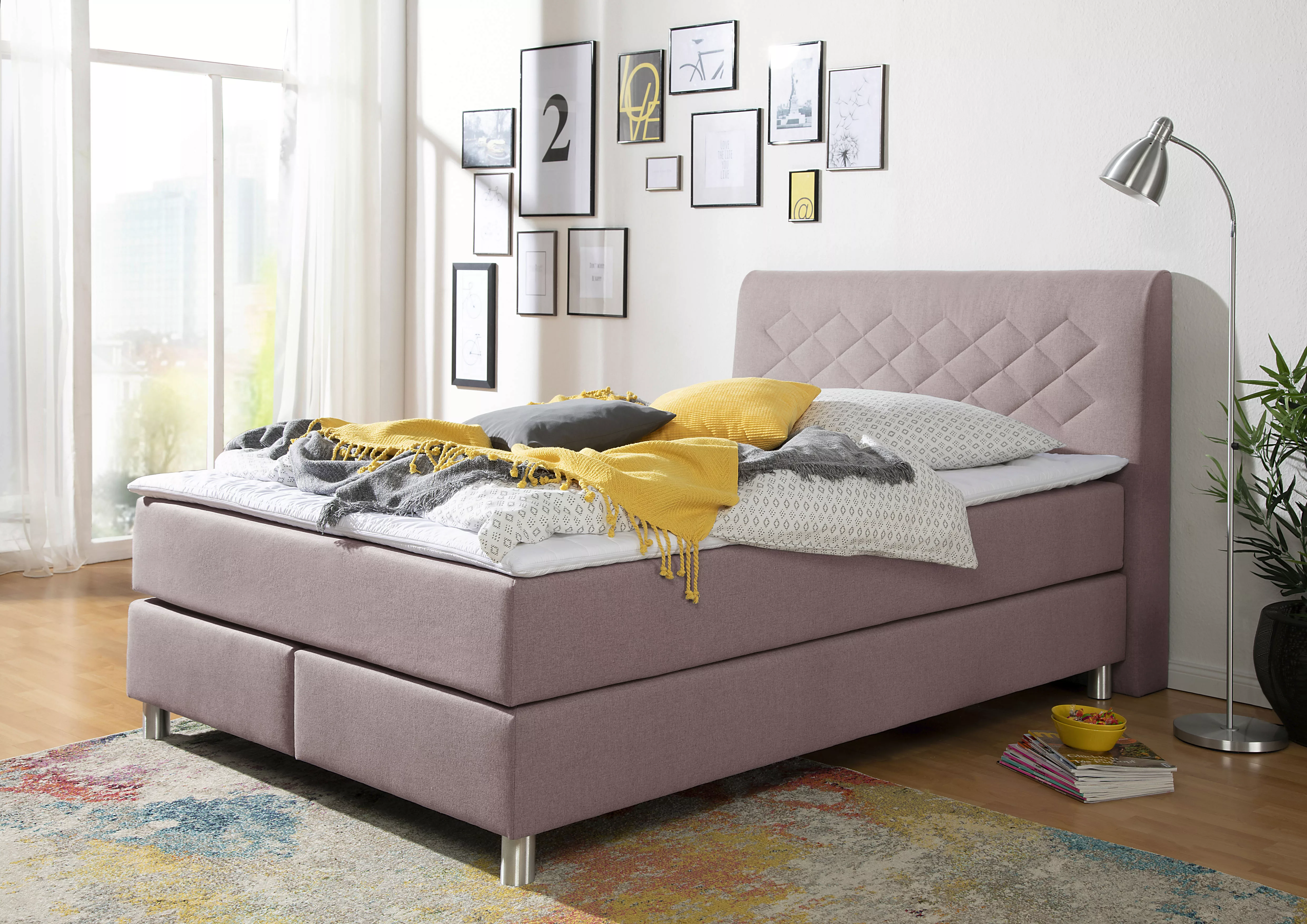 INOSIGN Boxspringbett "Parla", incl. Topper, 4 Farben in 4 Breiten, 2 Härte günstig online kaufen