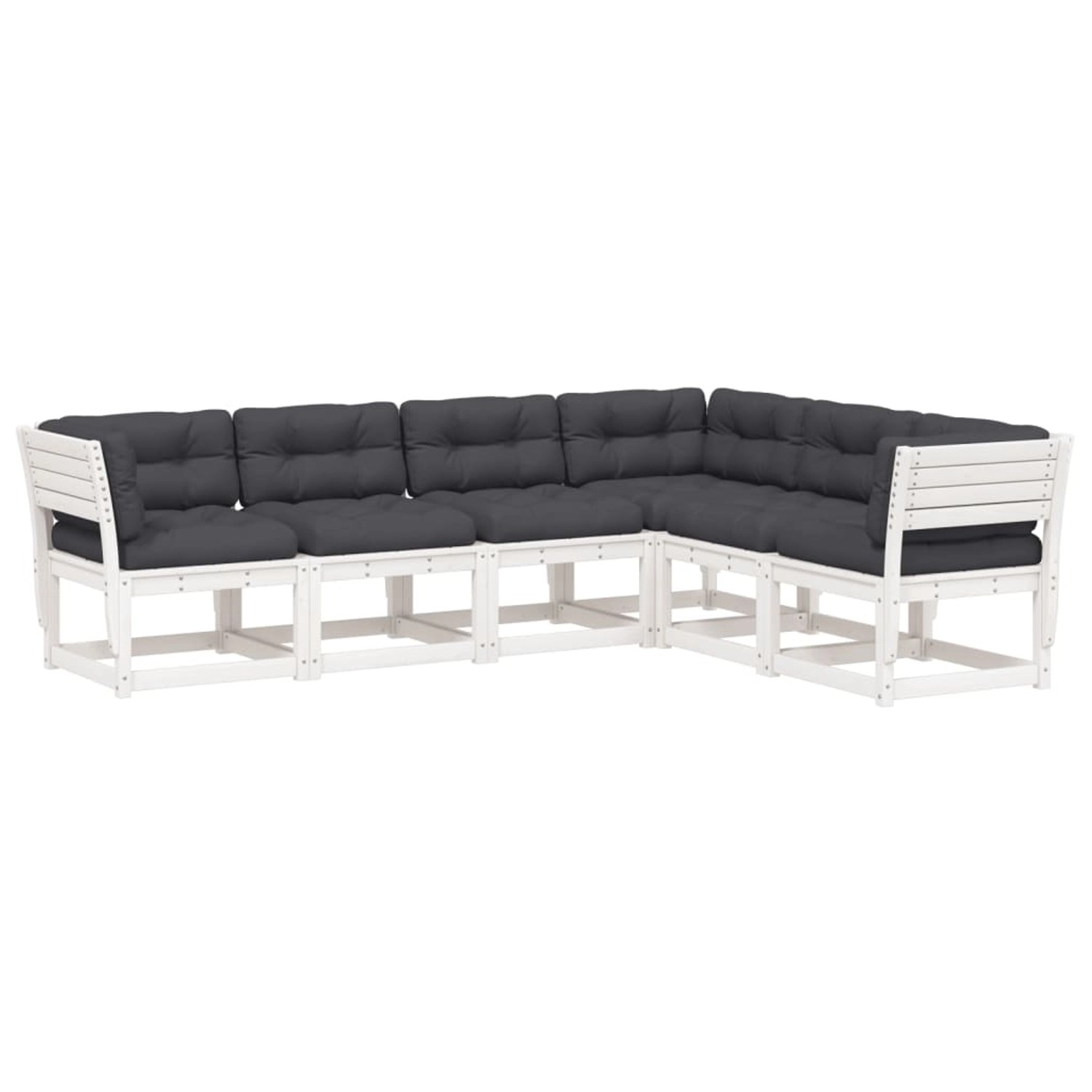 vidaXL 6-Tlg Garten-Sofagarnitur mit Kissen Weiß Massivholz Kiefer 3217026 günstig online kaufen