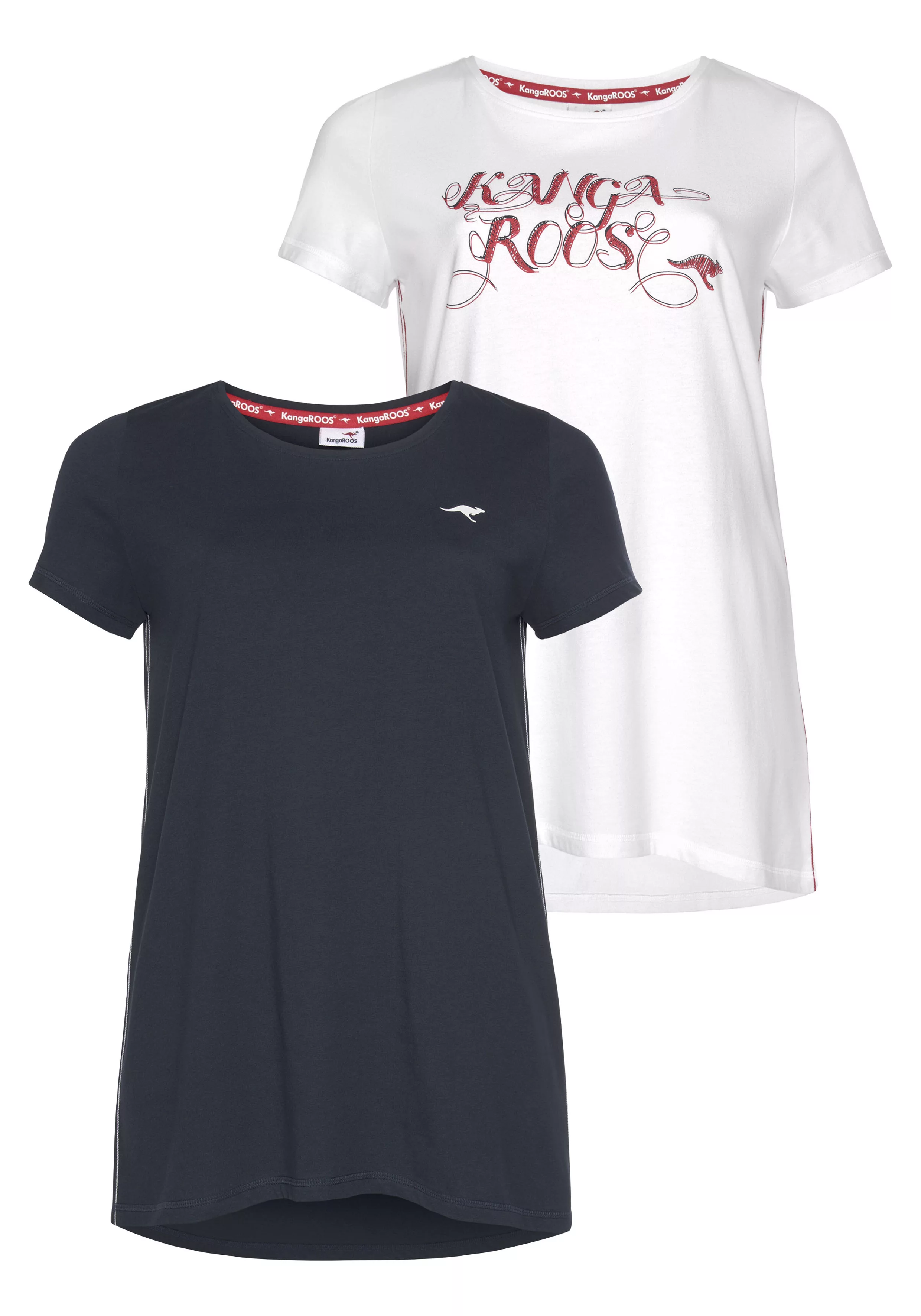 KangaROOS Longshirt, (Packung, 2 tlg., 2er-Pack), Kurzarm, figurumschmeiche günstig online kaufen