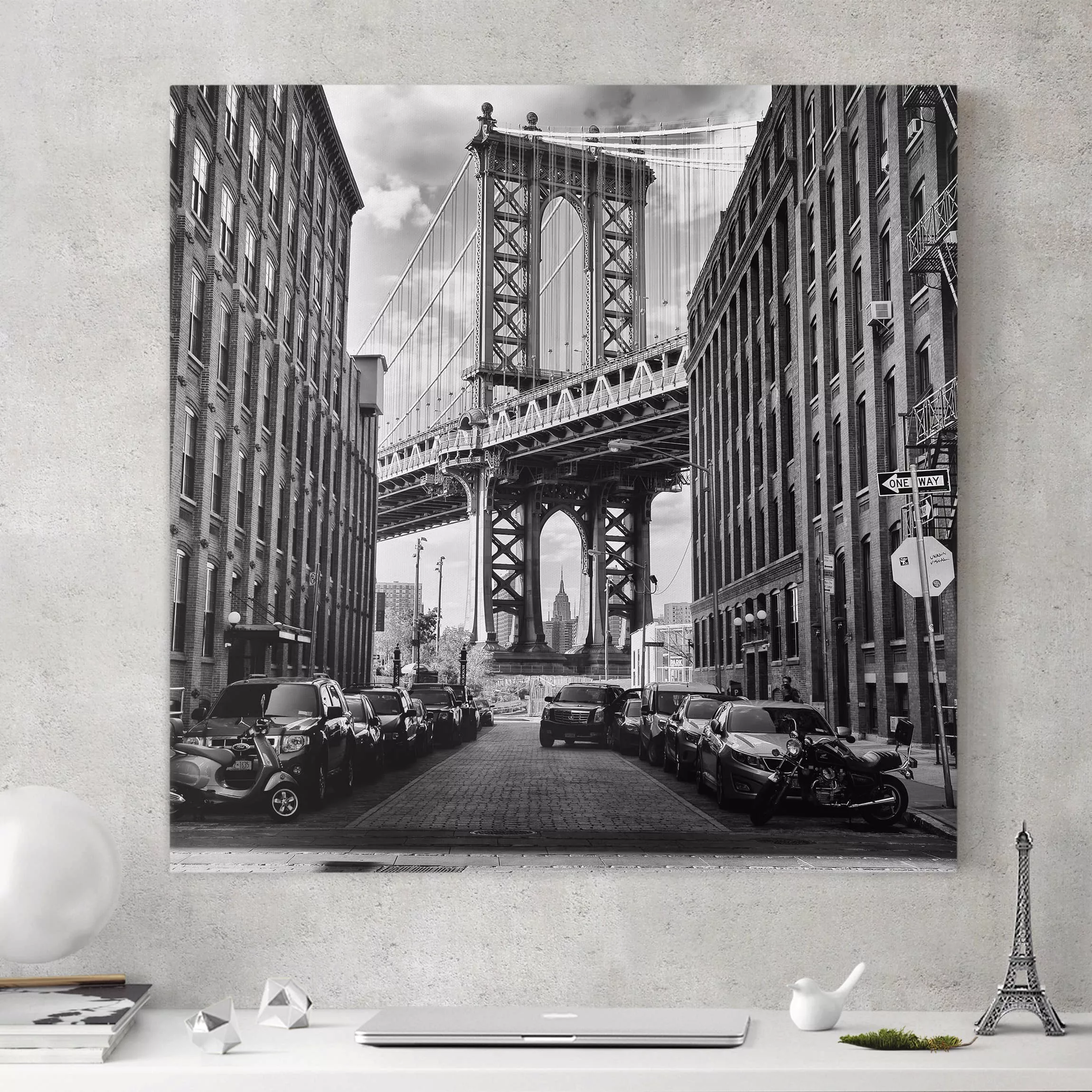 Leinwandbild New York - Quadrat Manhattan Bridge in America günstig online kaufen
