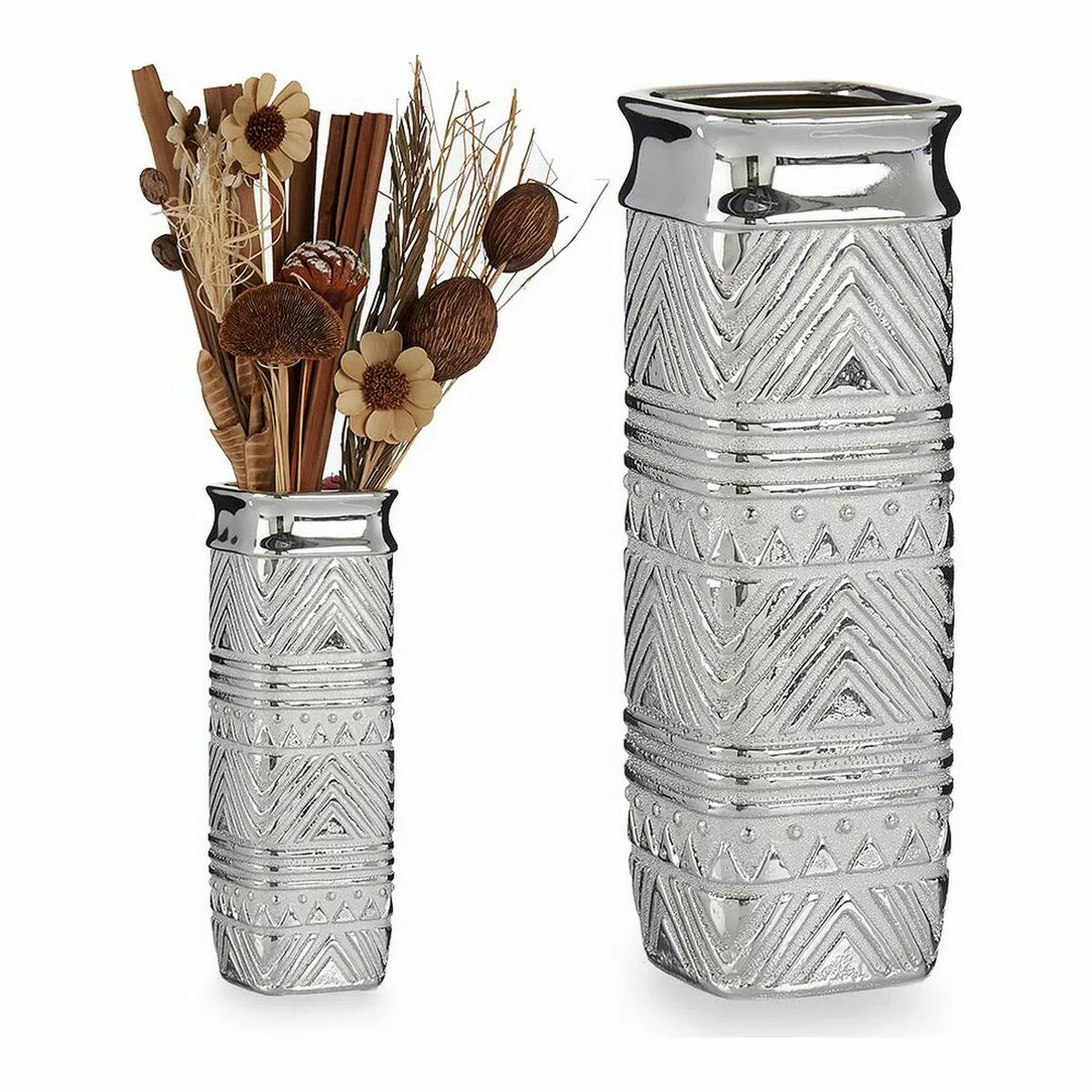 Vase Rechteckig Aus Keramik Silberfarben (10 X 30 X 10 Cm) günstig online kaufen
