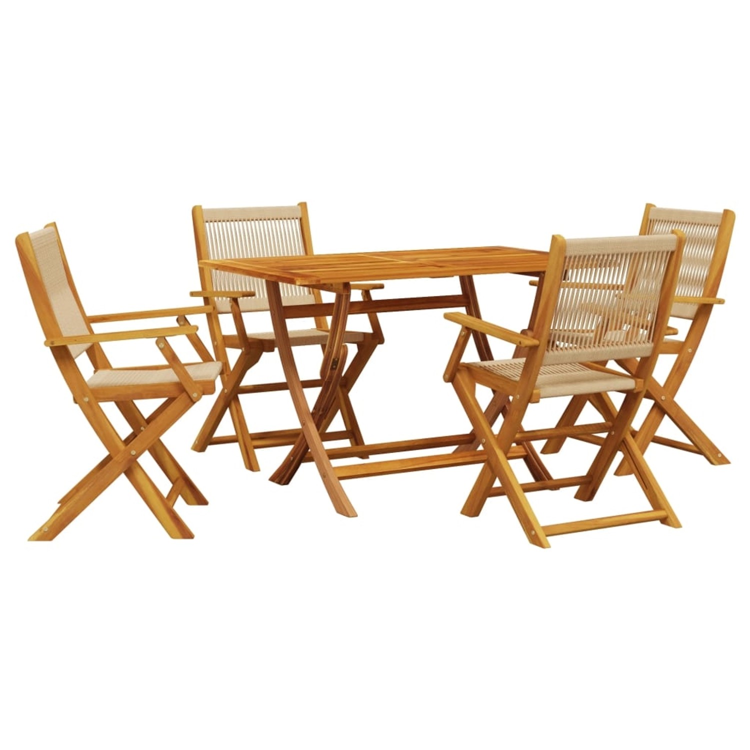 vidaXL 5-tlg Garten-Essgruppe Polypropylen und Massivholz Beige Modell 5 günstig online kaufen