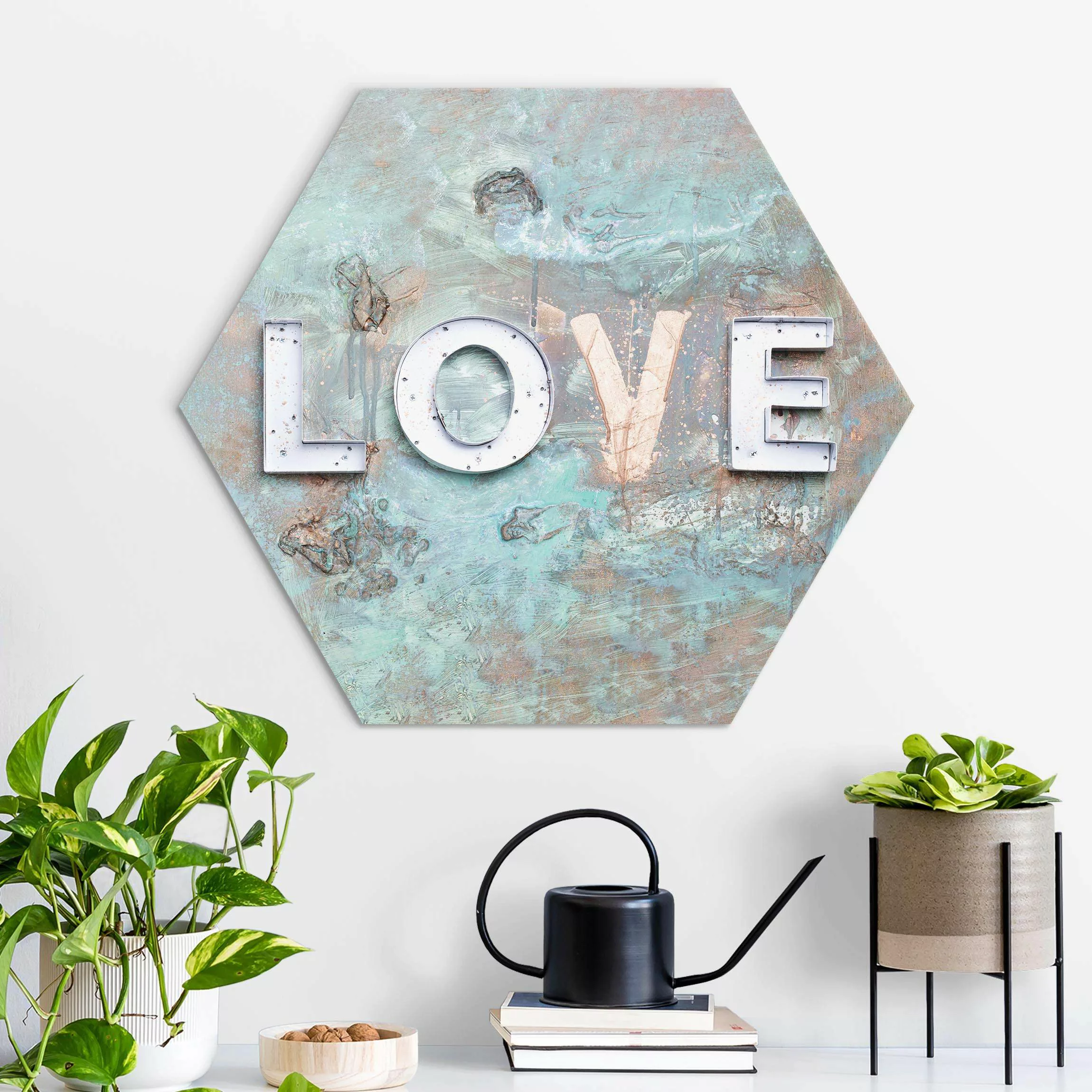 Hexagon-Alu-Dibond Bild Streetart Love günstig online kaufen