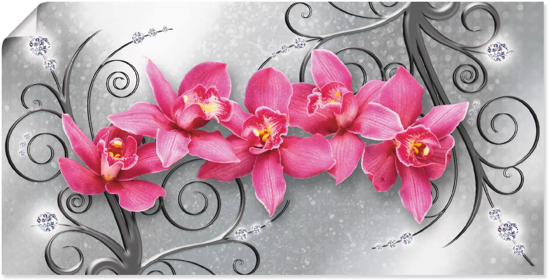 Artland Wandbild »rosa Orchideen auf Ornamenten«, Blumenbilder, (1 St.), al günstig online kaufen