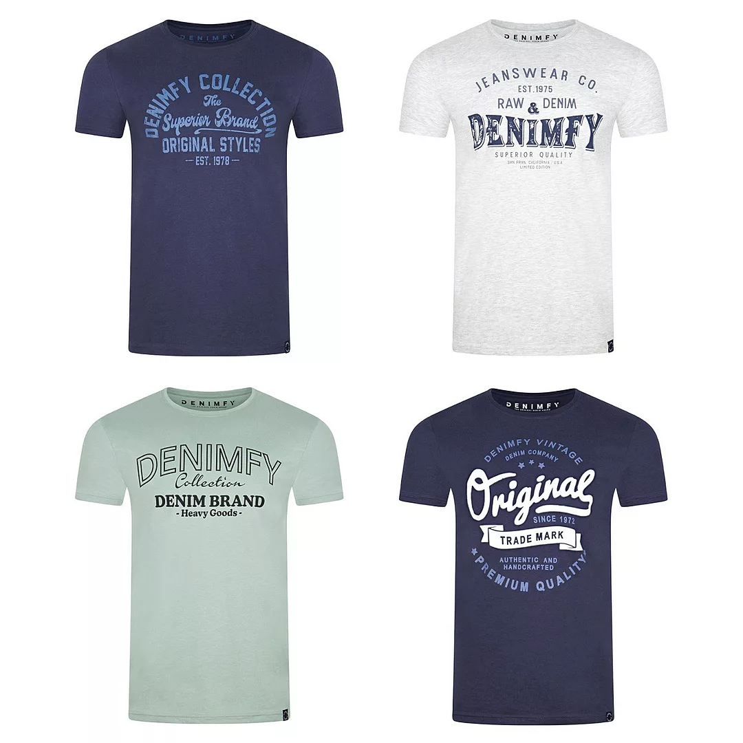 DENIMFY Tshirt Herren Baumwolle Regular Fit DFNuri 4er Pack Set günstig online kaufen