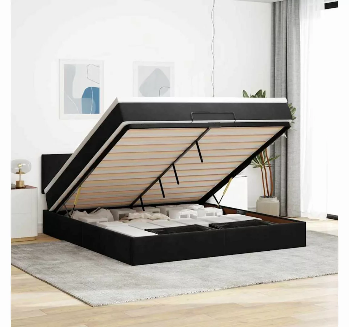 vidaXL Bett, Ottoman-Bett mit Matratze Schwarz 180x200 cm Samt günstig online kaufen