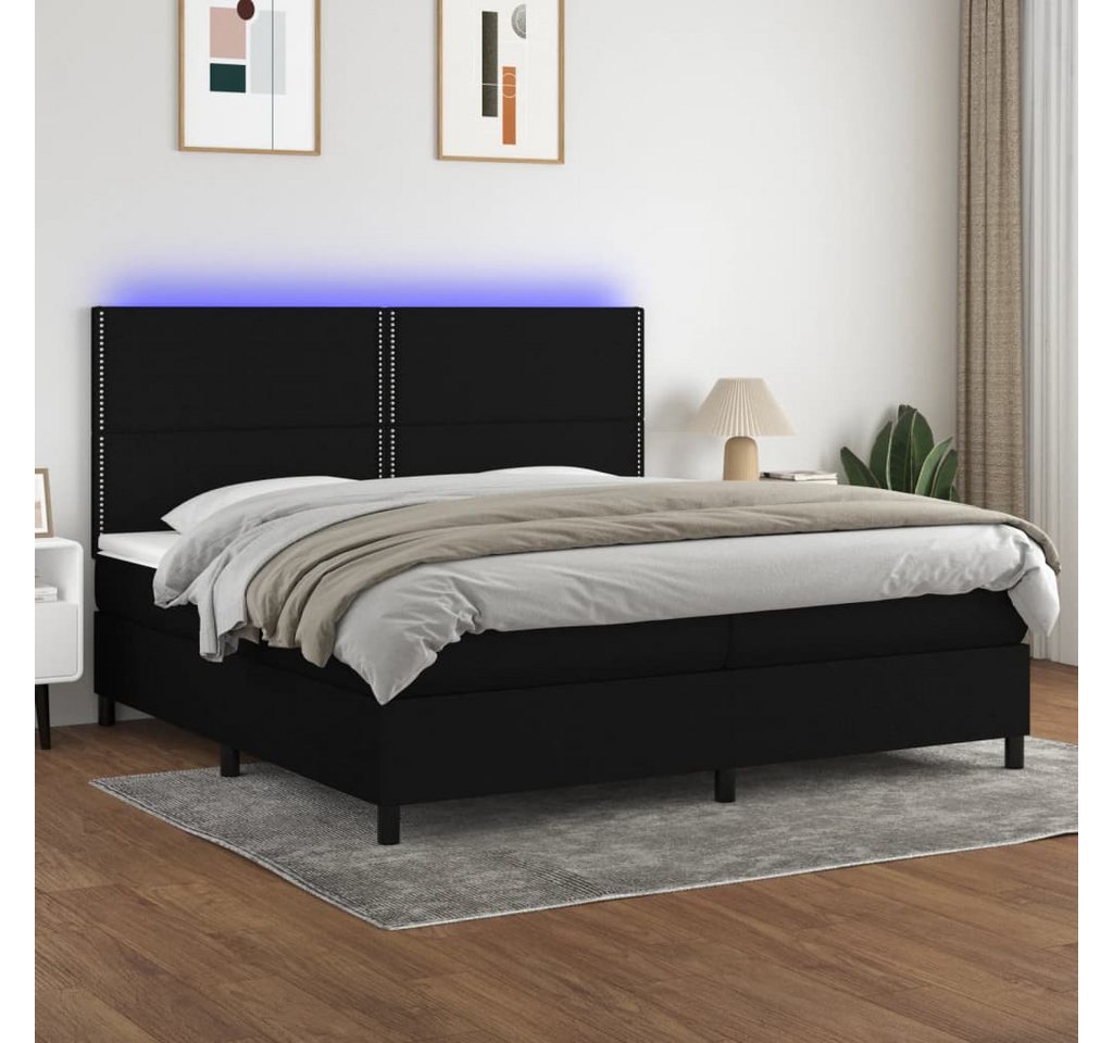 vidaXL Boxspringbett Boxspringbett mit Matratze LED Schwarz 200x200 cm Stof günstig online kaufen