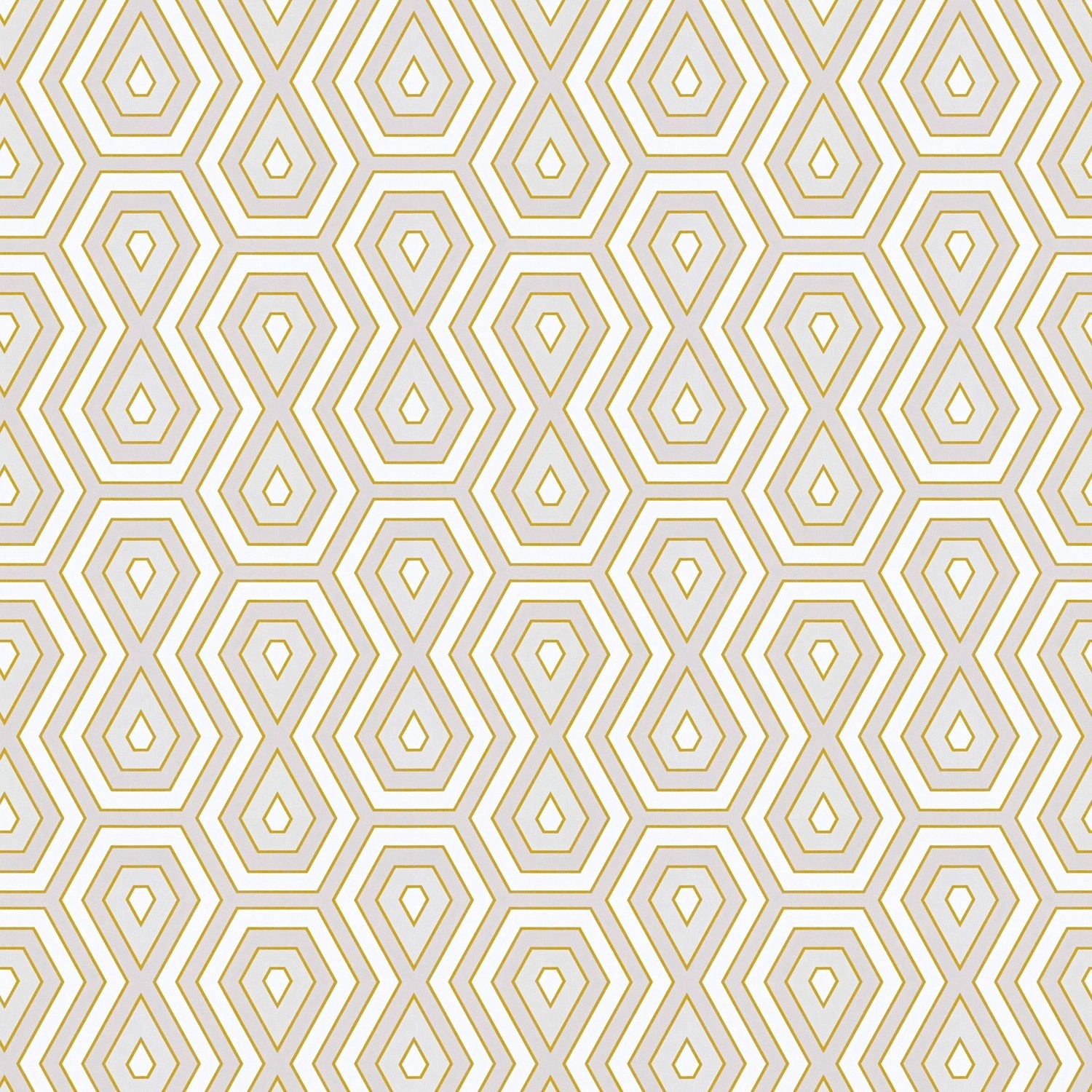 PROFHOME 377071-GU Grafik Tapete Retro Matt Gold Weiß Grau 0,53 m x 10,05 m günstig online kaufen