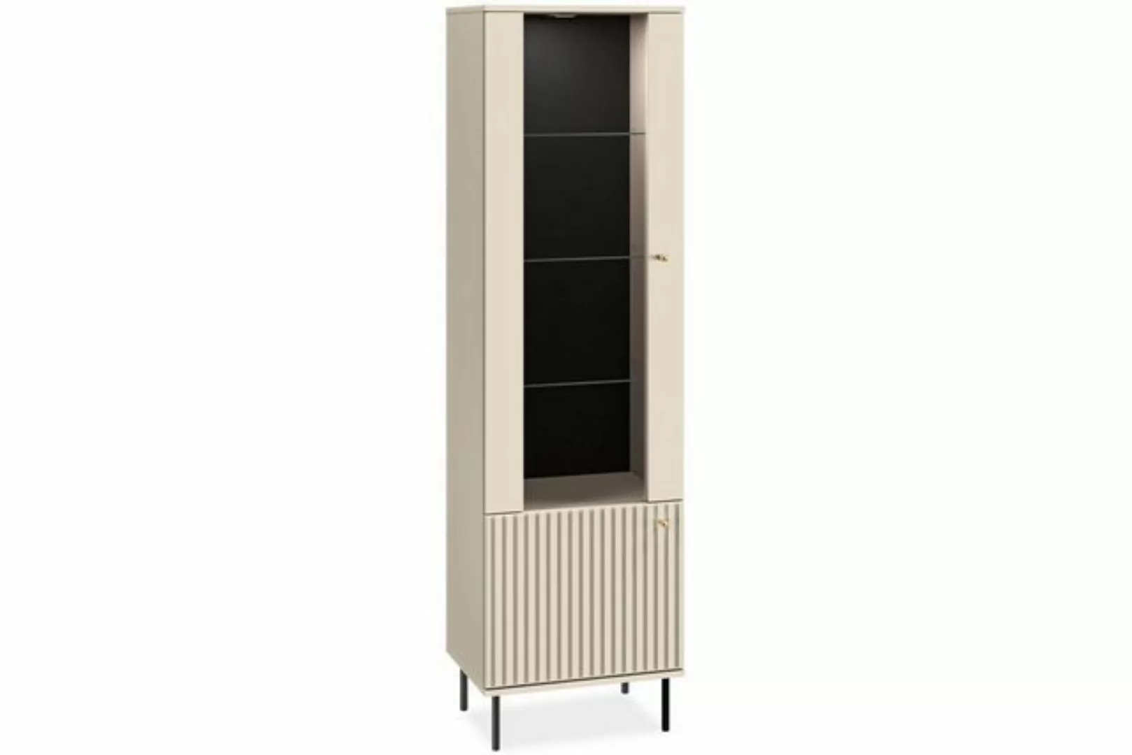 KONSIMO® Standvitrine DROMA Vitrine hergestellt in der EU, Elegant, Goldgri günstig online kaufen