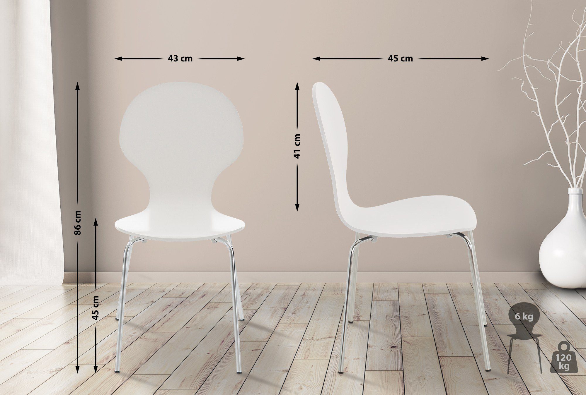 CLP Besucherstuhl Diego (4er Set), stapelbar günstig online kaufen