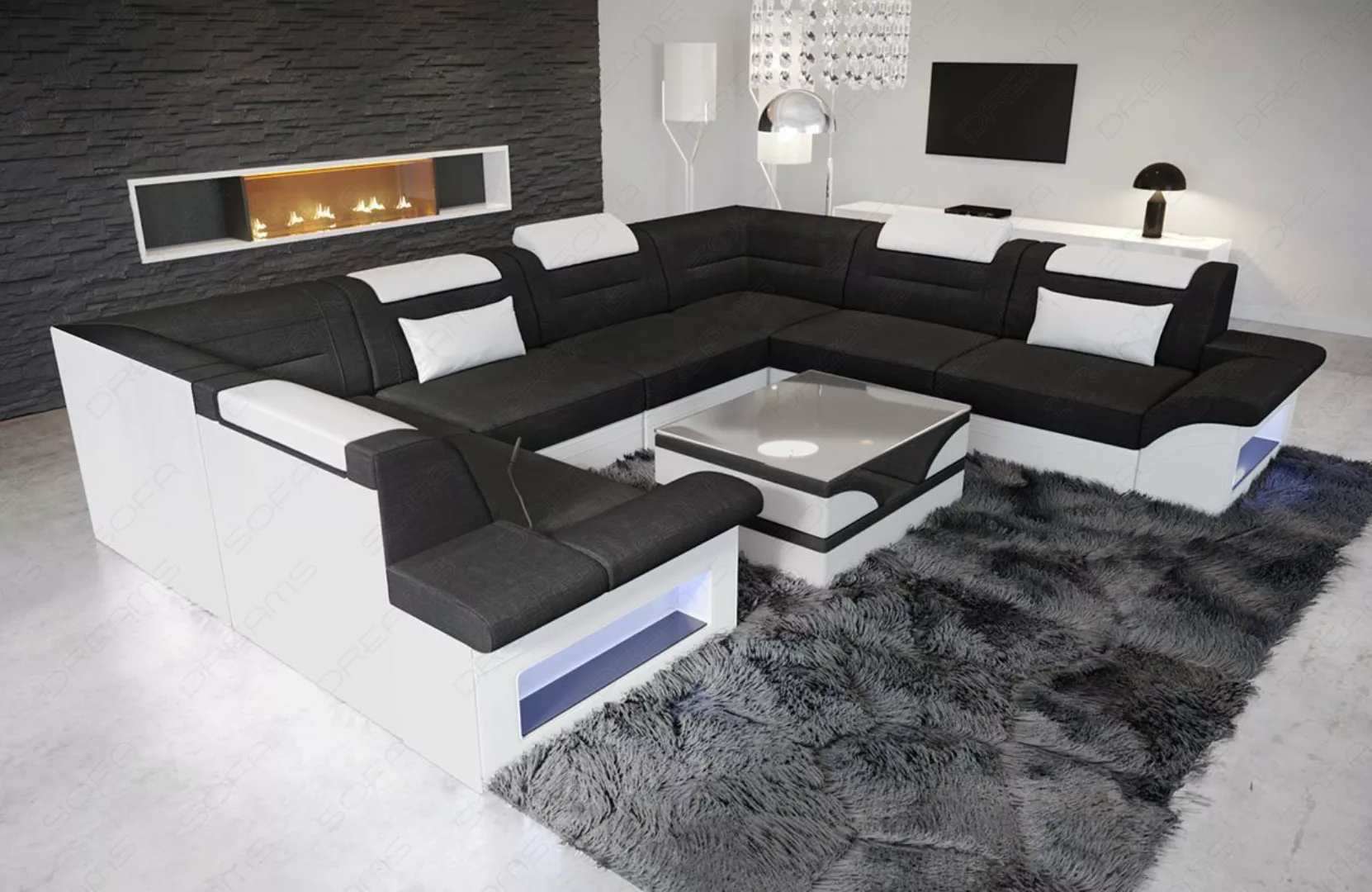 Sofa Dreams Wohnlandschaft Stoffsofa Couch Brianza U Form Polster Stoff Sof günstig online kaufen