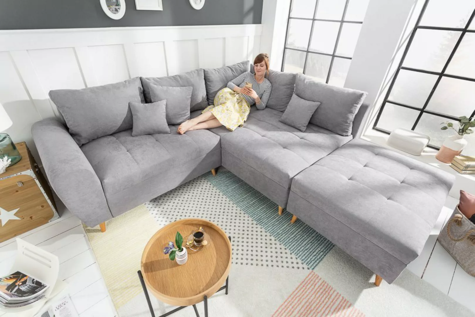 riess-ambiente Ecksofa SCANDINAVIA 250cm hellgrau, 2 Teile, mit Kissen günstig online kaufen