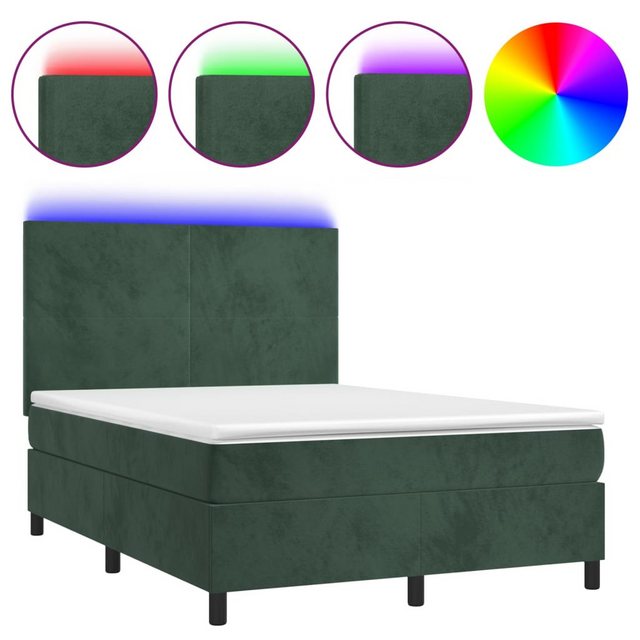 vidaXL Boxspringbett Boxspringbett mit Matratze & LED Samt (140 x 200 cm, G günstig online kaufen