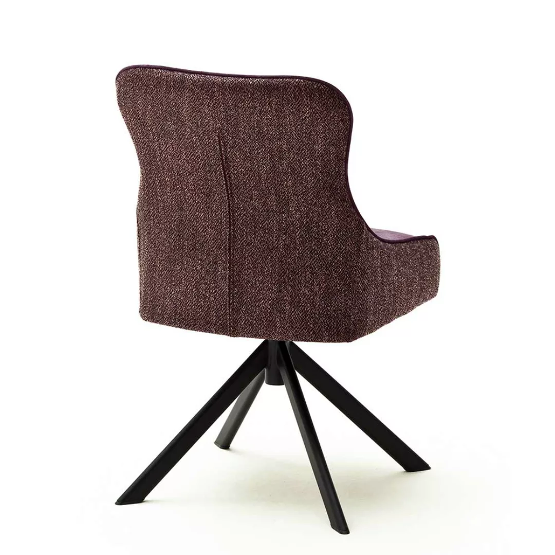 Esstisch Stühle in Dunkelrot Stoff drehbar (2er Set) günstig online kaufen