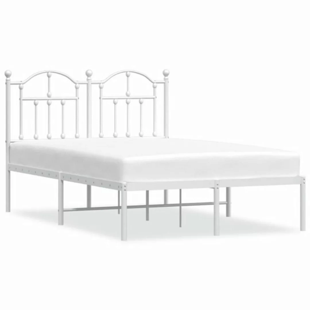 furnicato Bett Bettgestell mit Kopfteil Metall Weiß 120x190 cm günstig online kaufen