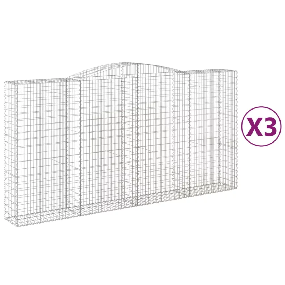 Vidaxl Gabionen Mit Hochbogen 3 Stk. 400x50x200/220cm Verzinktes Eisen günstig online kaufen