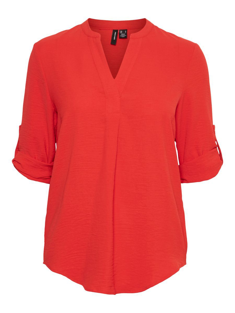 VERO MODA Fold-up Bluse Mit 3/4 Ärmeln Damen Rot günstig online kaufen