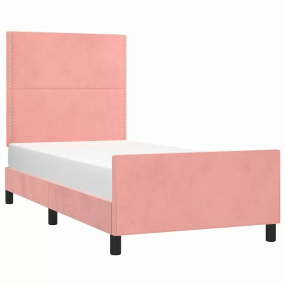 vidaXL Bett Bettgestell mit Kopfteil Rosa 100x200 cm Samt günstig online kaufen