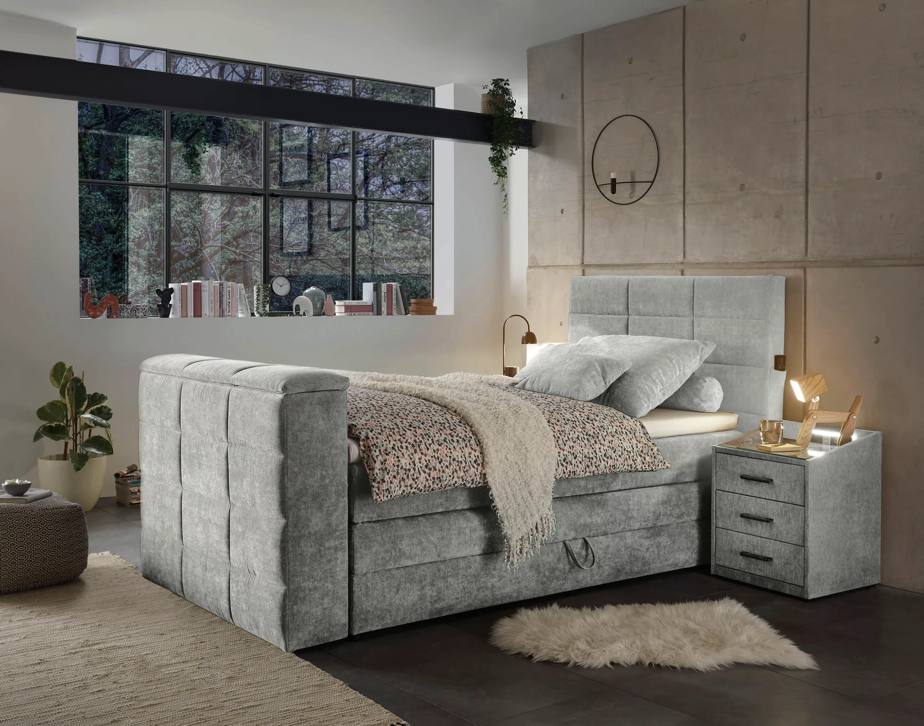 ED EXCITING DESIGN Boxspringbett »Denver«, mir motorisierter TV-Halterung b günstig online kaufen