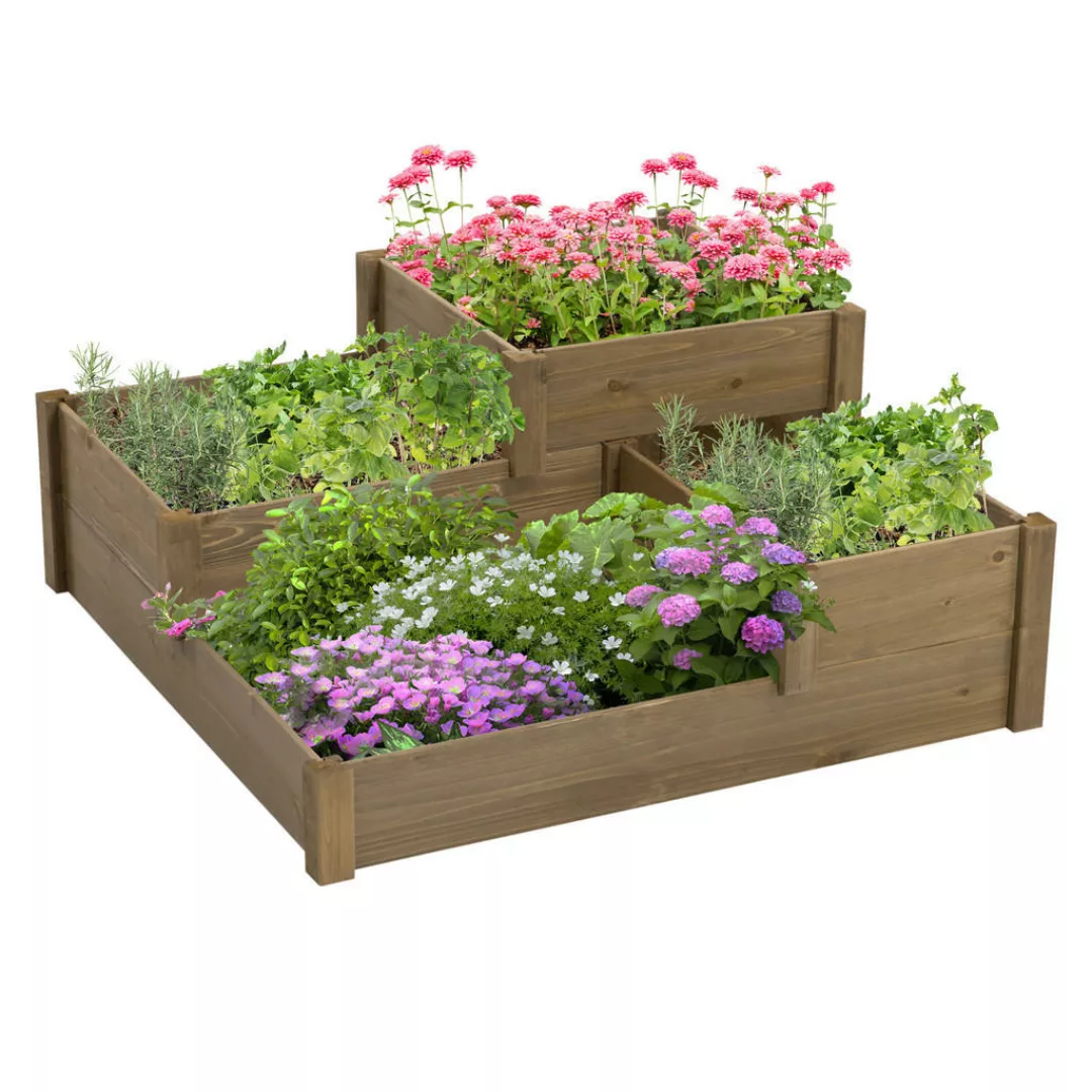 Outsunny Hochbeet Gemüsebeet Blumenkasten mit 3 Stufen, Pflanzkasten für Kr günstig online kaufen