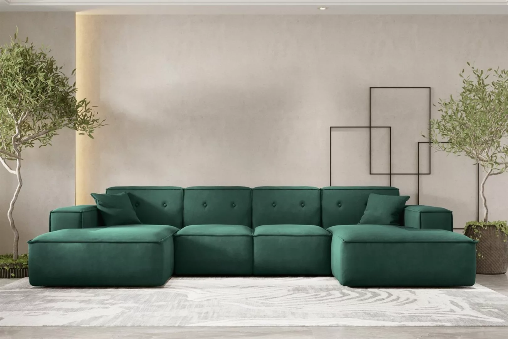 Fun Möbel Wohnlandschaft Sofa U-Form CESINA in Stoff, inkl. 2 Zierkissen, R günstig online kaufen