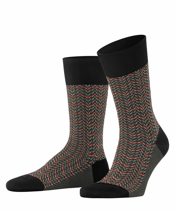 FALKE Colour Waves Herren Socken, 43-44, Schwarz, AnderesMuster, Baumwolle, günstig online kaufen