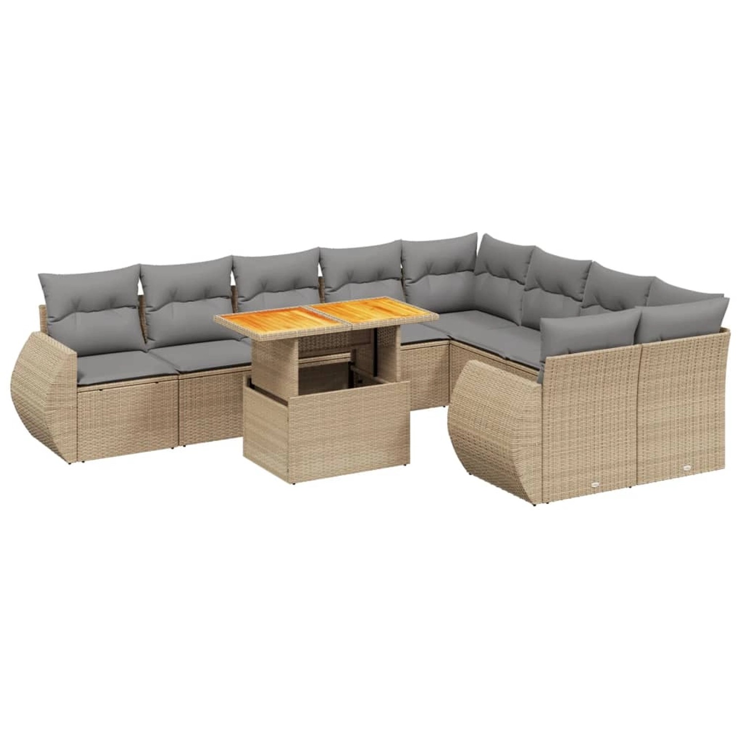 vidaXL 10-Tlg Garten-Sofagarnitur mit Kissen Beige Poly Rattan 3272354 günstig online kaufen