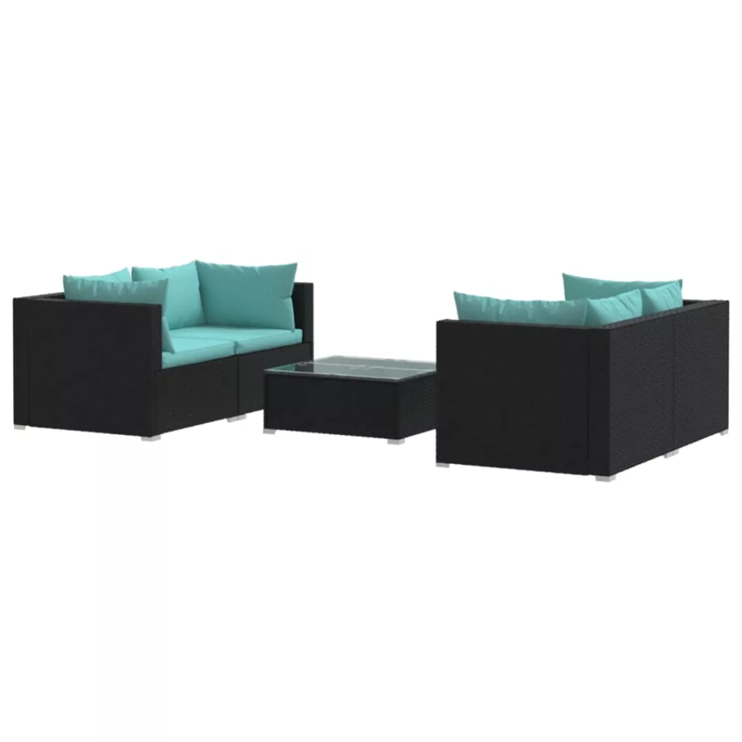 Vidaxl 5-tlg. Garten-lounge-set Mit Kissen Poly Rattan Schwarz günstig online kaufen