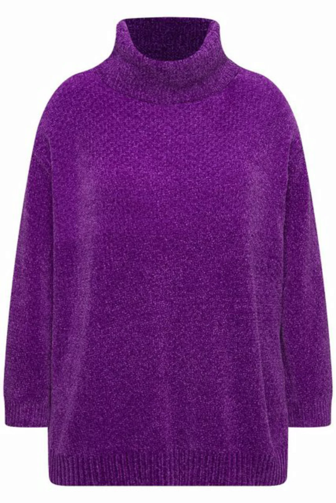 Ulla Popken Longpullover Chenille-Pullover Oversized Stehkragen Langarm günstig online kaufen