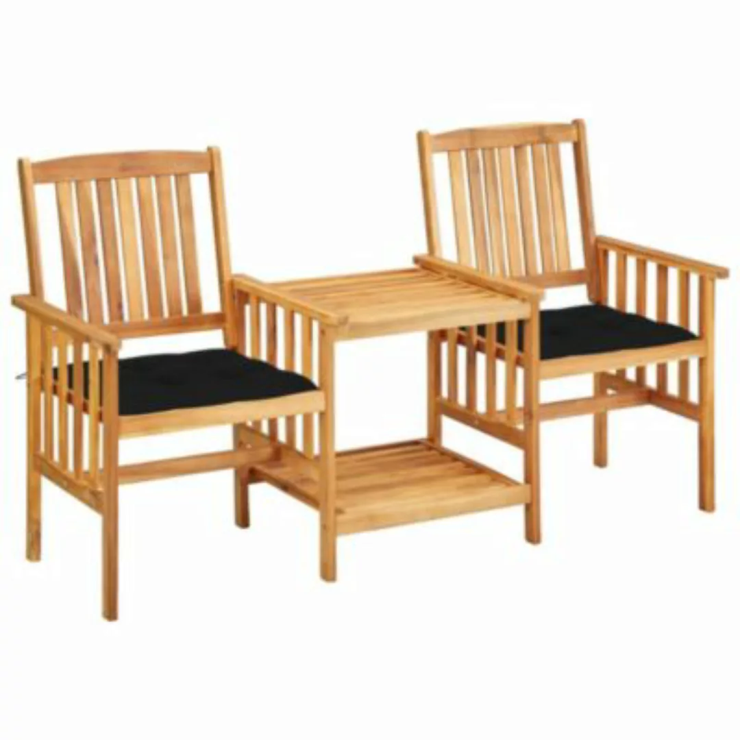 vidaXL Gartenstühle mit Teetisch und Kissen Akazie Massivholz Bistro-Set sc günstig online kaufen