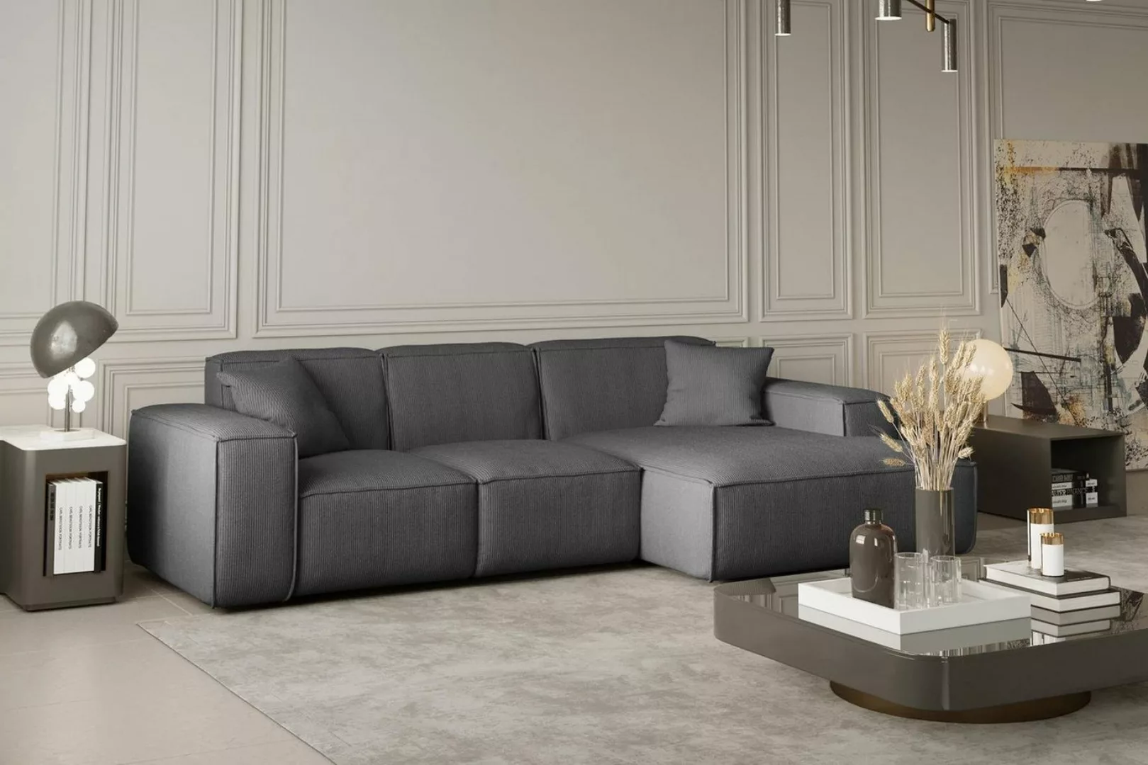 Beautysofa Ecksofa Lugano mini, L-form Ecke, im modernes Design, 266 cm Pol günstig online kaufen