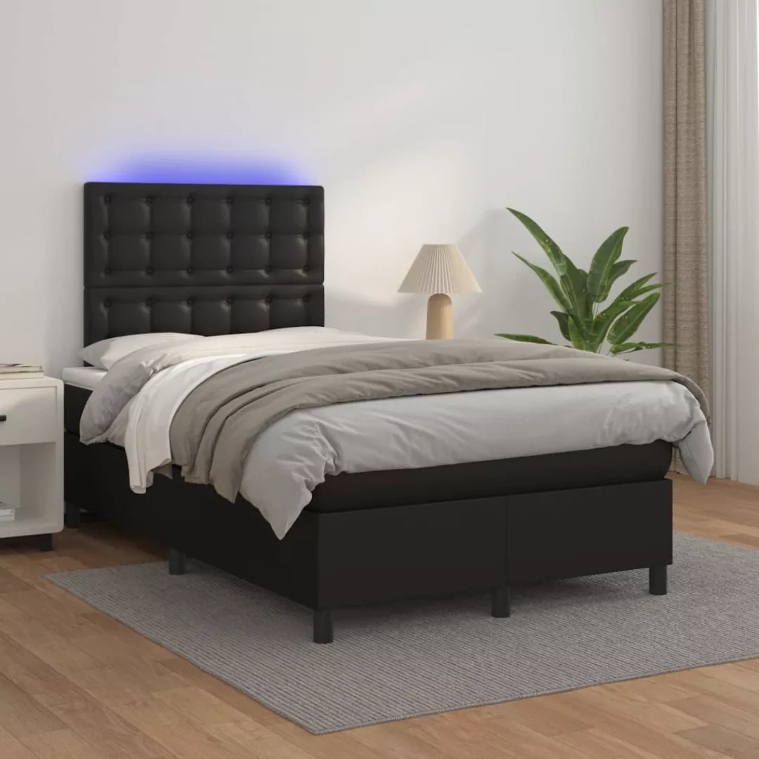 Vidaxl Boxspringbett Mit Matratze & Led Schwarz 120x200 Cm Kunstleder günstig online kaufen