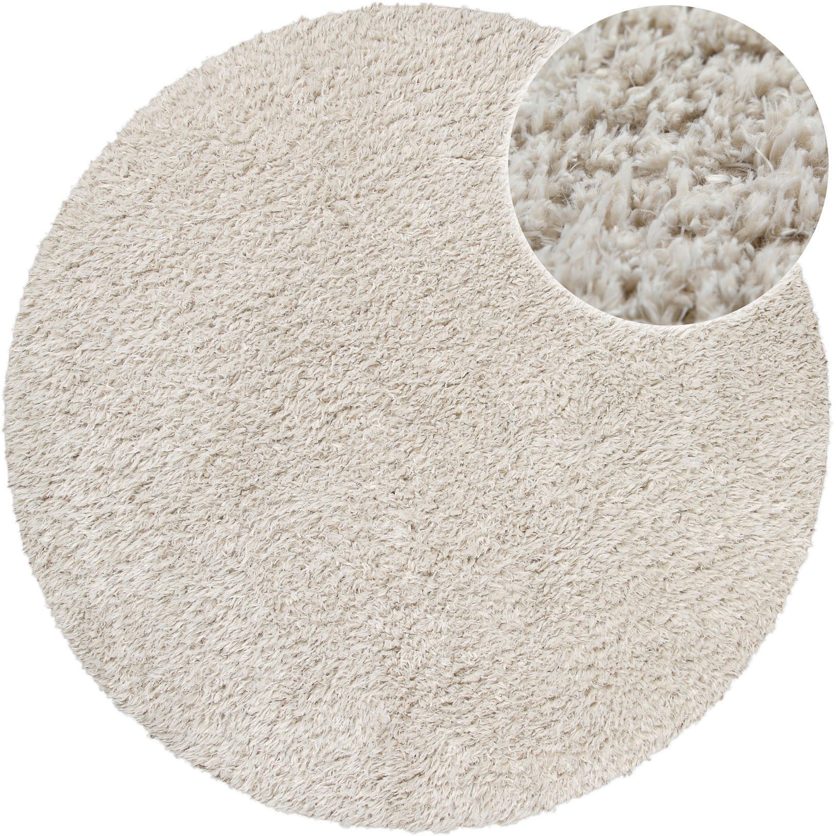 my home Hochflor-Teppich Josetta, rund, Höhe: günstig online kaufen