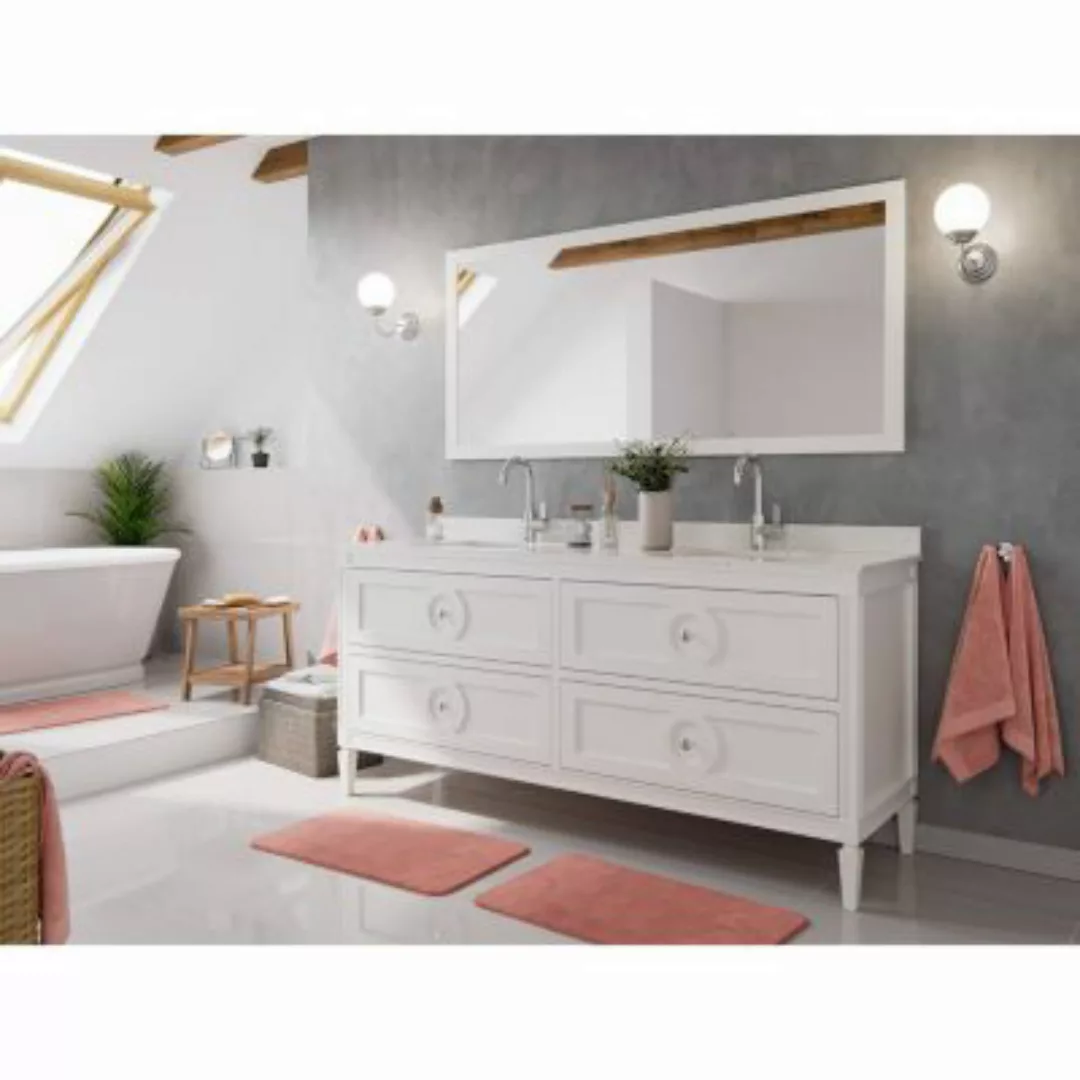 Lomadox Badmöbel Set Massivholz BLANES-02 inkl. zwei Waschbecken und Spiege günstig online kaufen