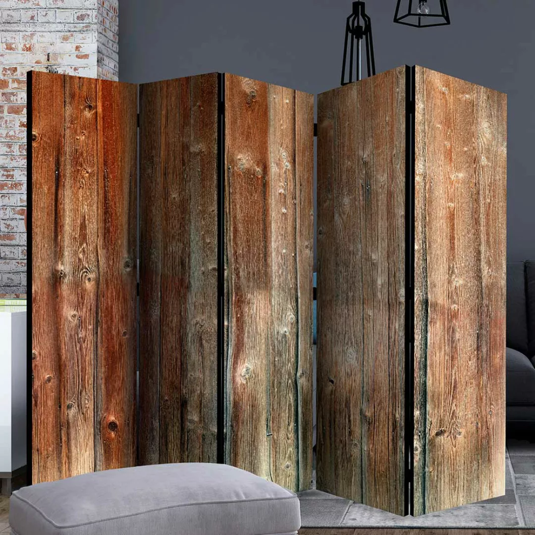 Bretterwand Paravent in Holzoptik rustikalen Stil günstig online kaufen