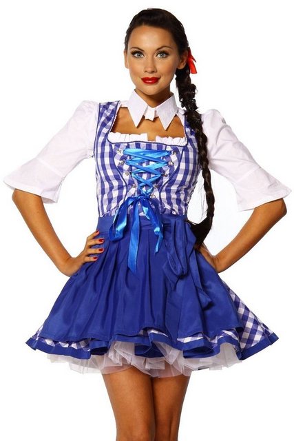 Dirndl Traditionelles Trachten Set Mini Dirndl Schürze kariert Oktoberfest günstig online kaufen