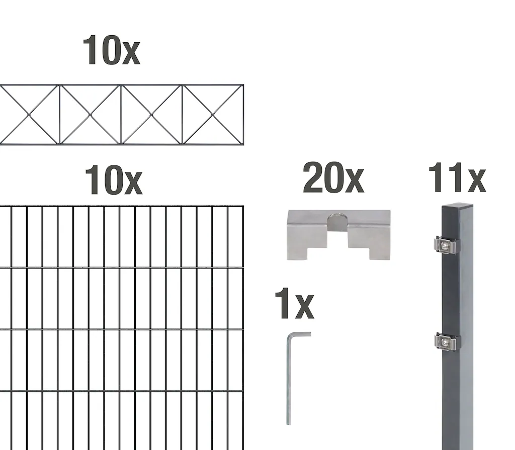 Alberts Doppelstabmattenzaun "Nexus", anthrazit, Höhe: 100-160cm, Gesamtlän günstig online kaufen