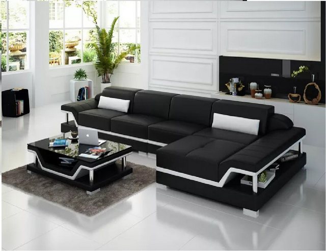 JVmoebel Ecksofa Design Ledersofa Sofa Couch Polster Eckgarnitur Sitzgarnit günstig online kaufen