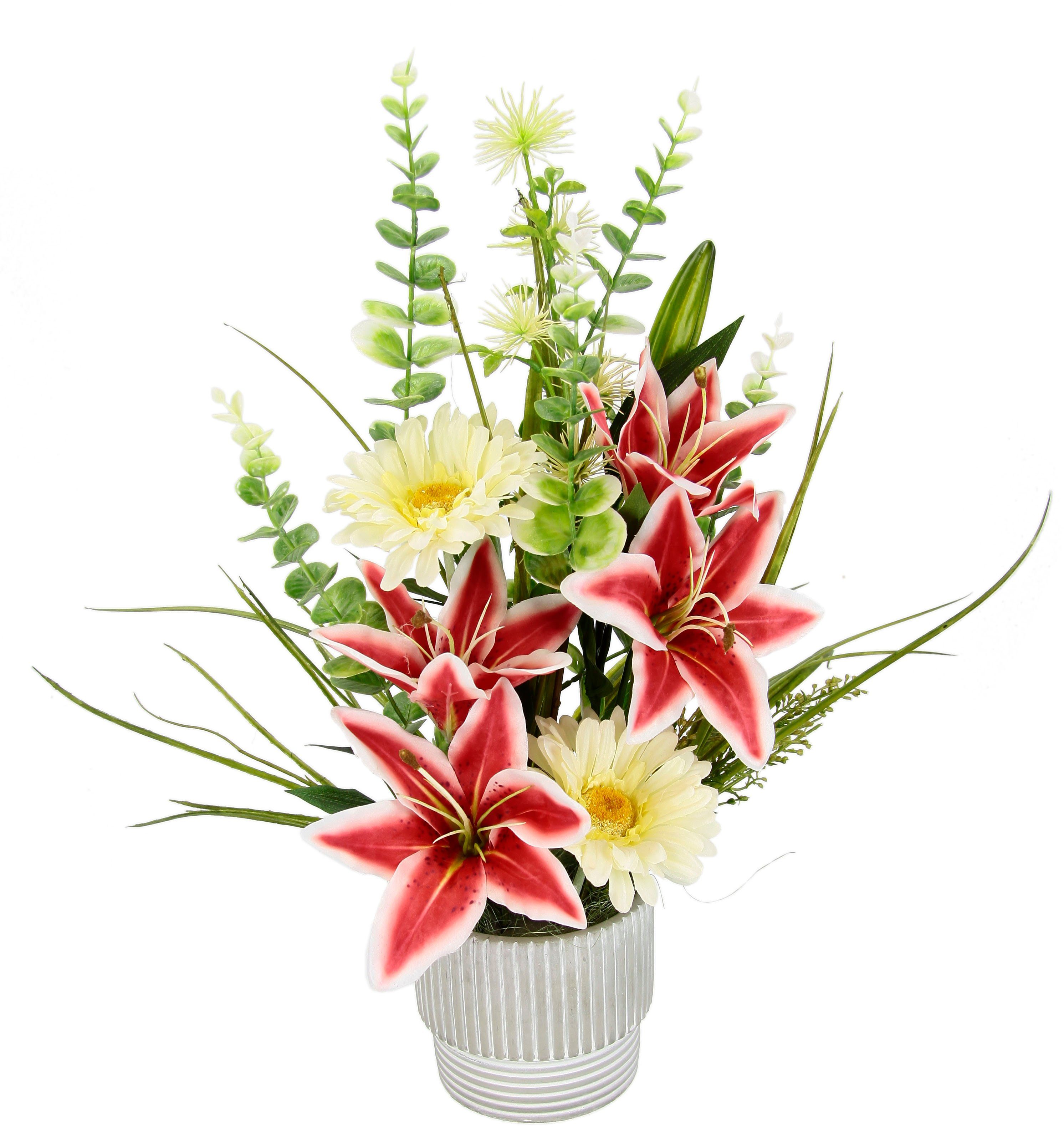 Kunstblume Blumenarrangement aus Lilien und Gerbera günstig online kaufen