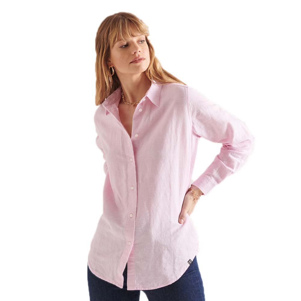 Superdry Linen Boyfriend Baumwoll-langarmhemd S Pastel Lilac günstig online kaufen