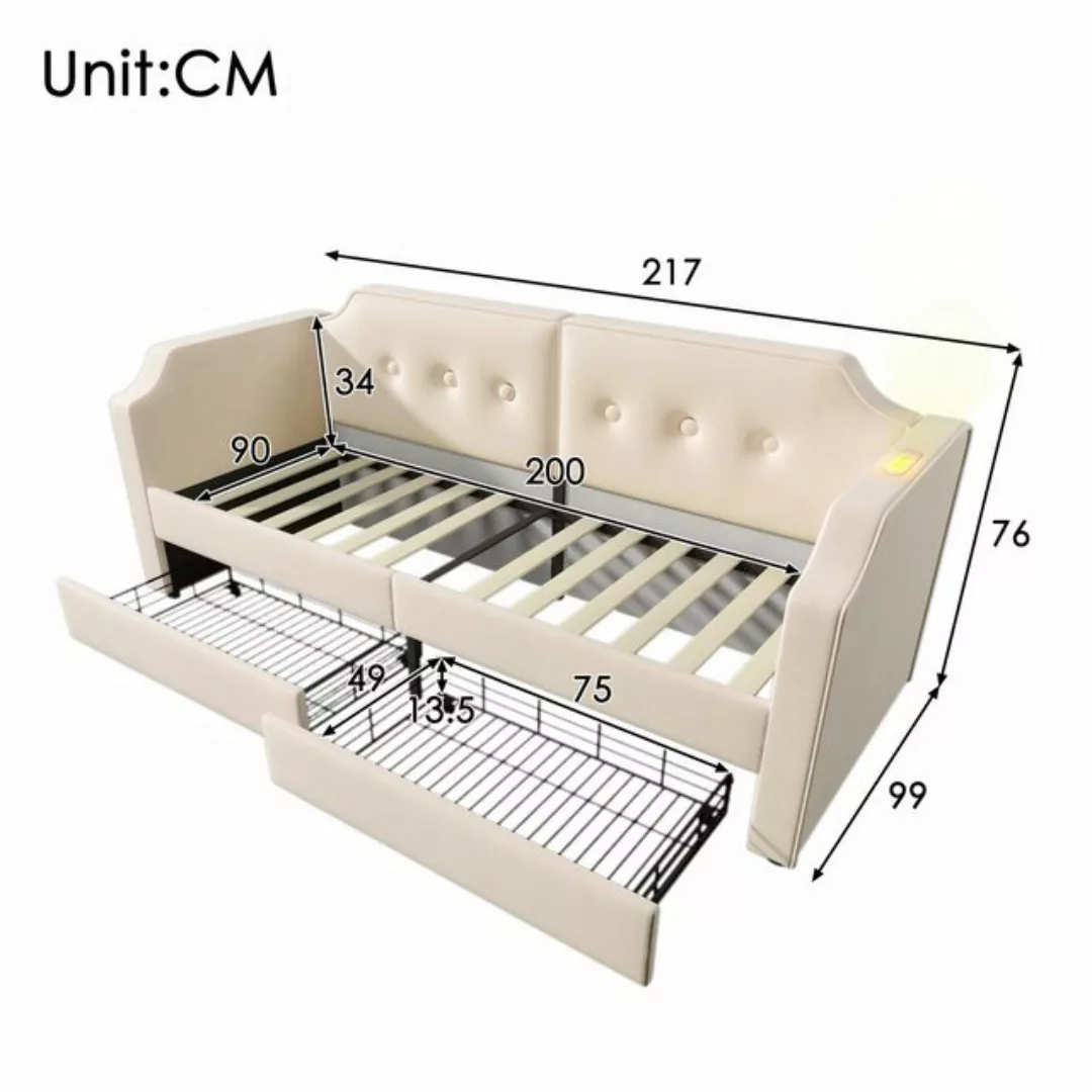 Rustrky Daybett Sofa mit Unterbett (Tagesbett,Polsterbett), mit Lattenrost, günstig online kaufen