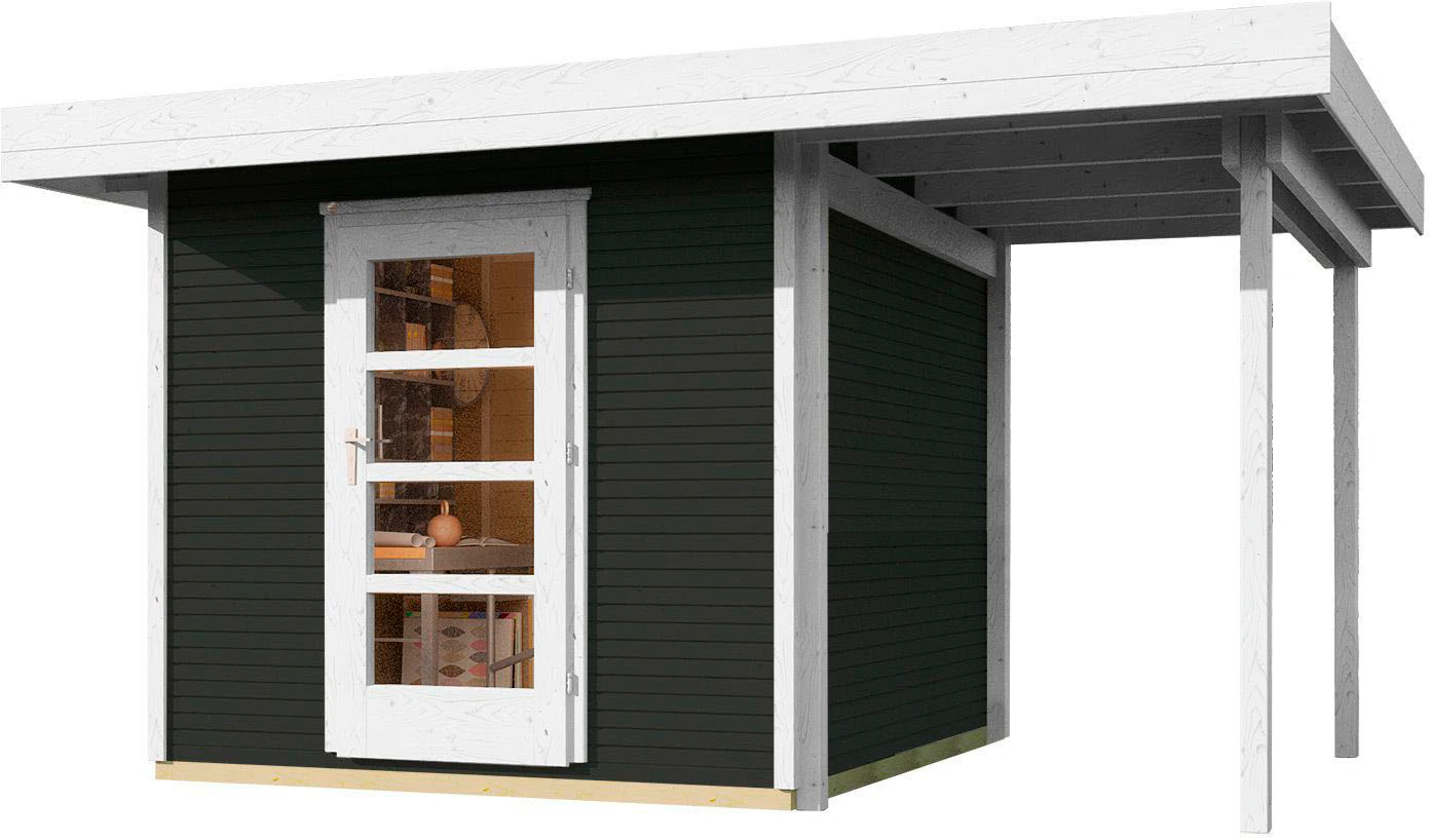 Weka Holz-Gartenhaus wekaLine Anthrazit BxT 355 x 210 cm davon 150 cm Anbau günstig online kaufen