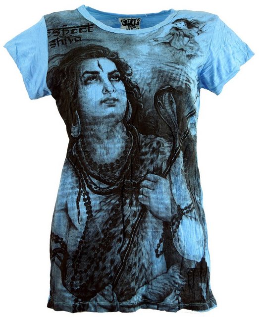 Guru-Shop T-Shirt Sure T-Shirt Shiva - hellblau Festival, Goa Style, altern günstig online kaufen