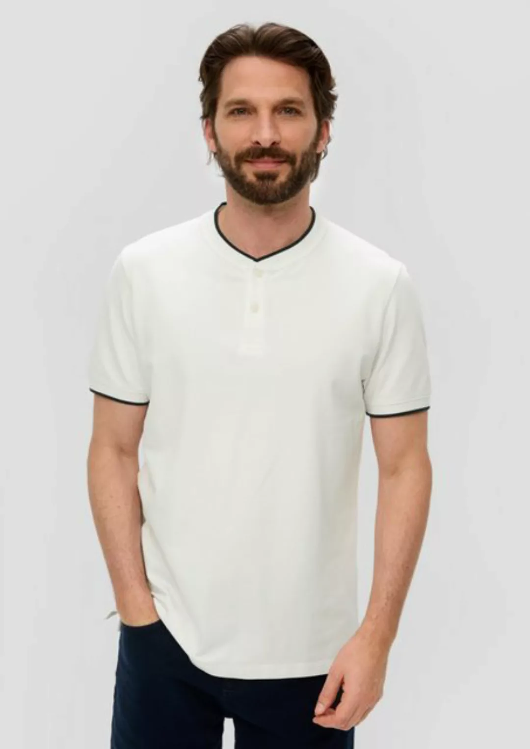 s.Oliver Kurzarmshirt Poloshirt mit Henleyausschnitt Blende günstig online kaufen