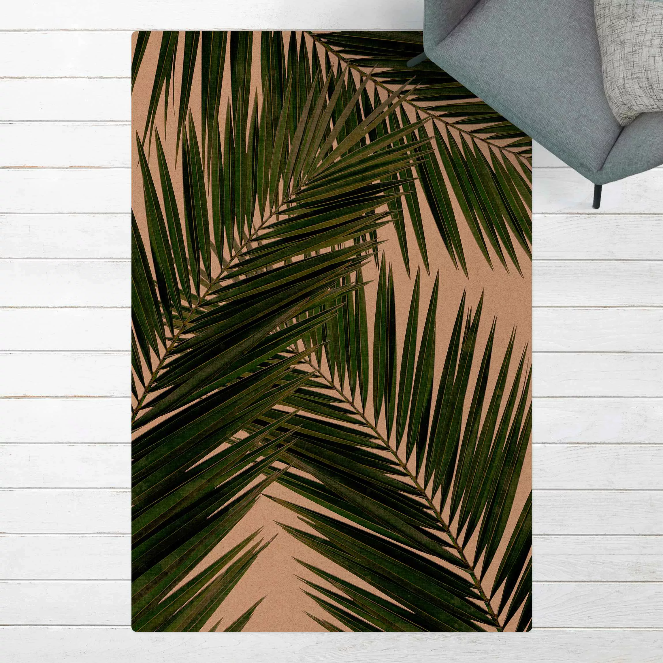 Kork-Teppich Blick durch grüne Palmenblätter günstig online kaufen